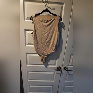 A New Day Tan Textured Tank Bodysuit